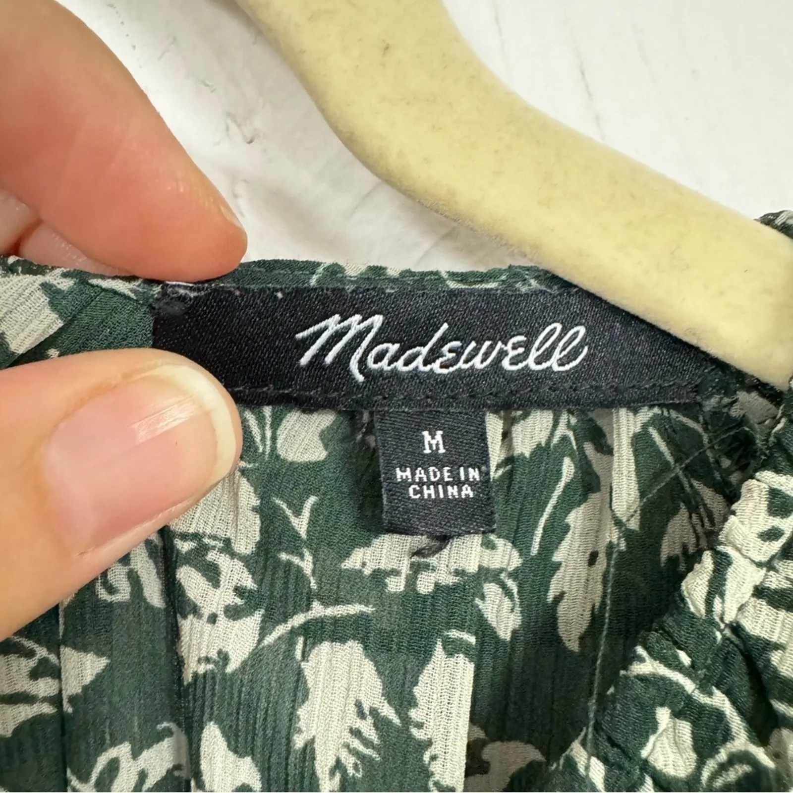 Madewell Green Floral Tiered Maxi Dress Womens M Boho Long Sleeve Cottage Core - Image 8