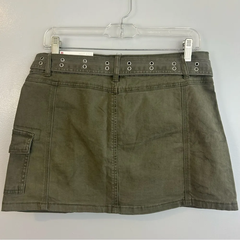 NWT Hot Kiss Flirty Fit Belted Army Green Cargo Mini Skirt Size 11 (Large) - Image 5
