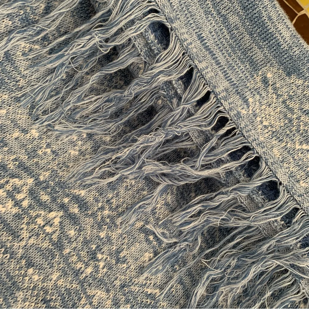 LOVE STITCH FRINGE SWEATER Sz. M Blue Size M - Image 6