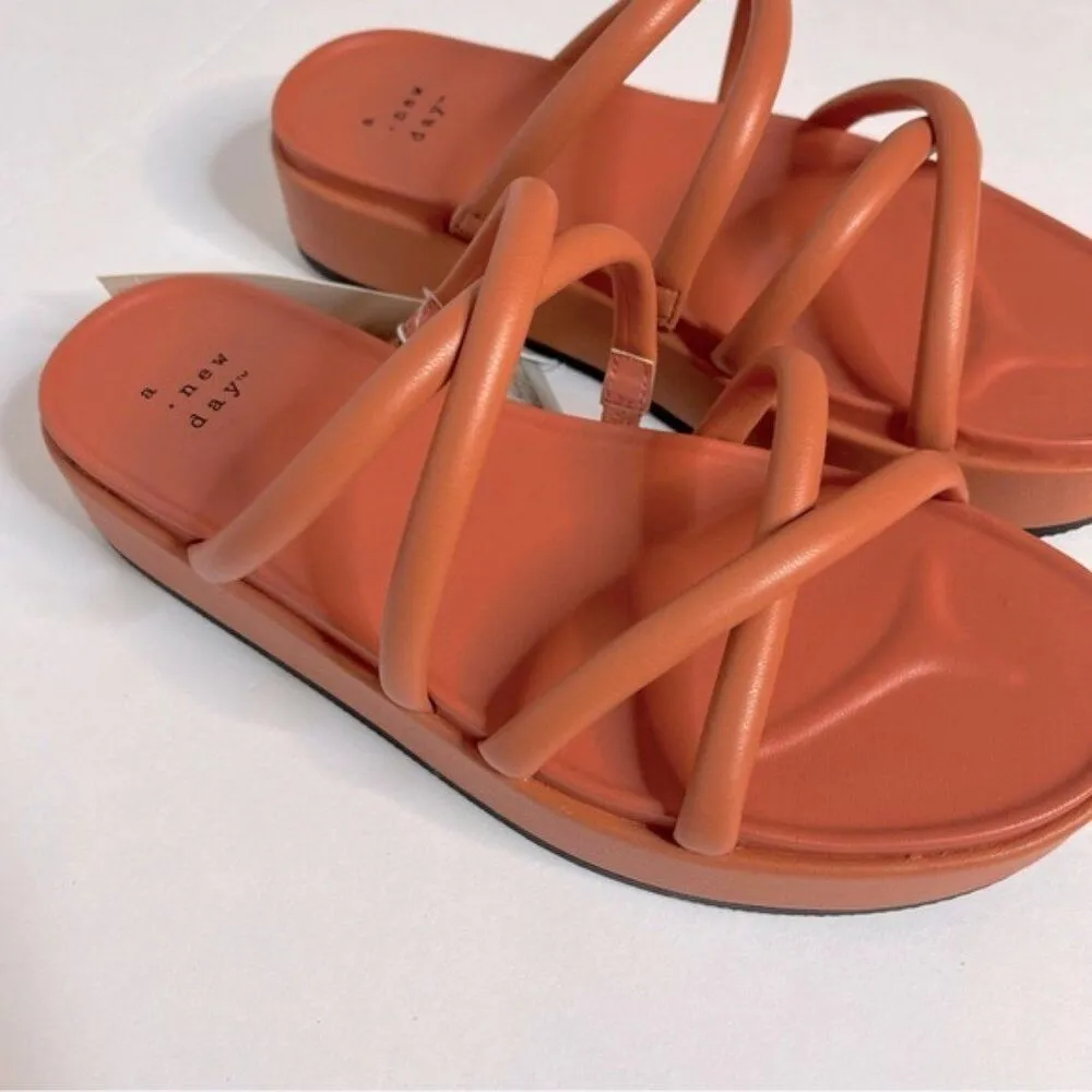 Dory Platform Heel Strappy Platform Sandals Apricot Orange Size 12 New - Image 6