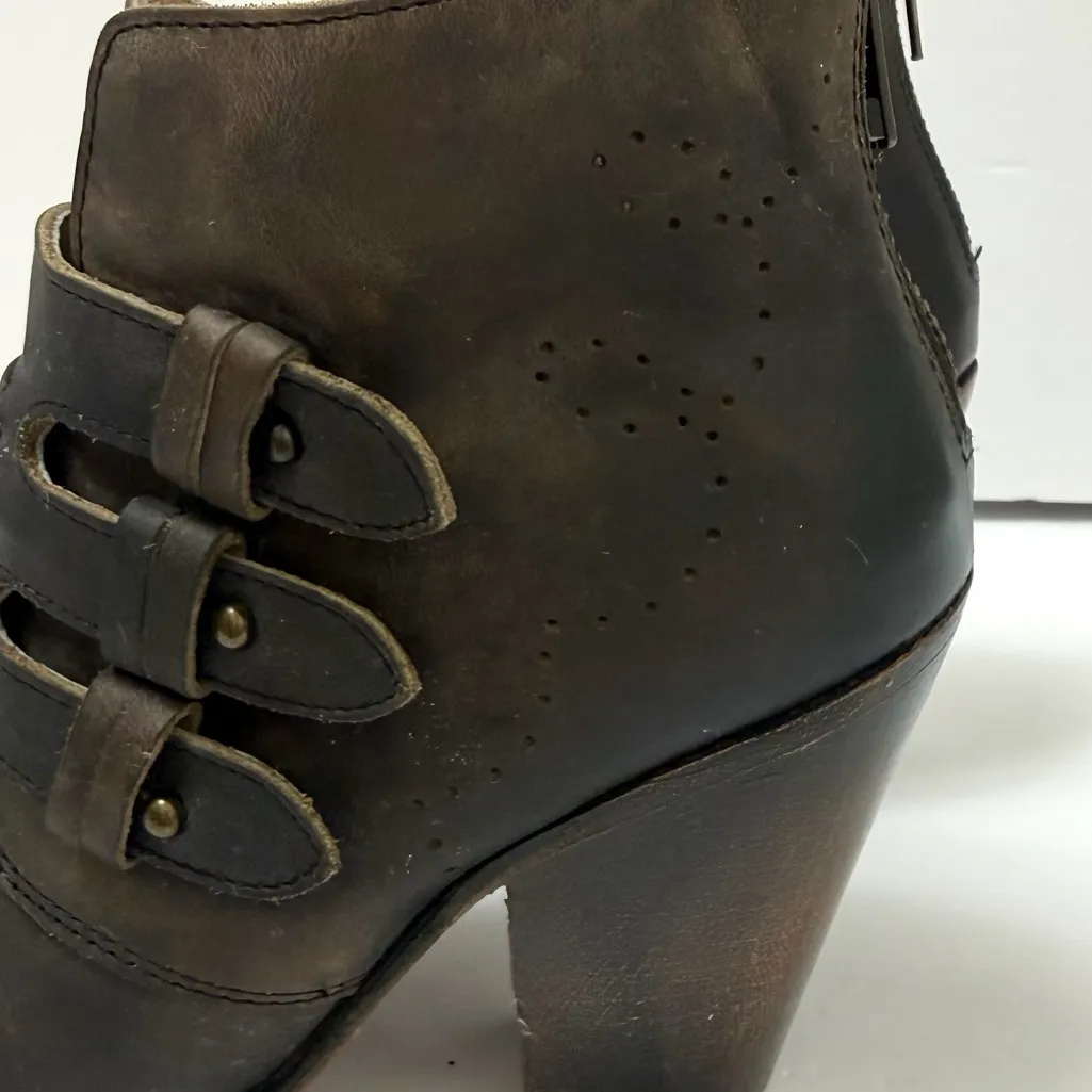 Freebird by Steven Malbec Black Leather Ankle Boot Bootie Chunky Heel Size 7 - Image 12