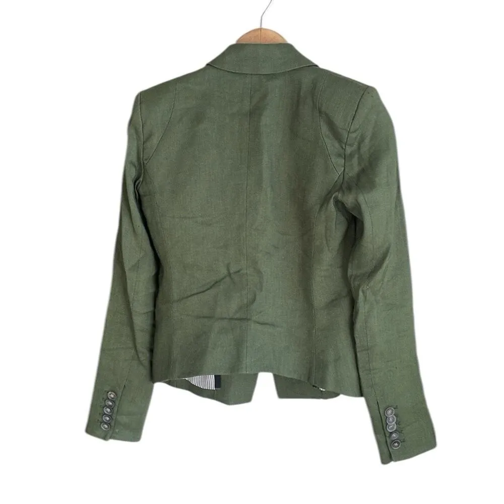 Veronica Beard Dickey Blazer Jacket Linen Blend Green - Image 3