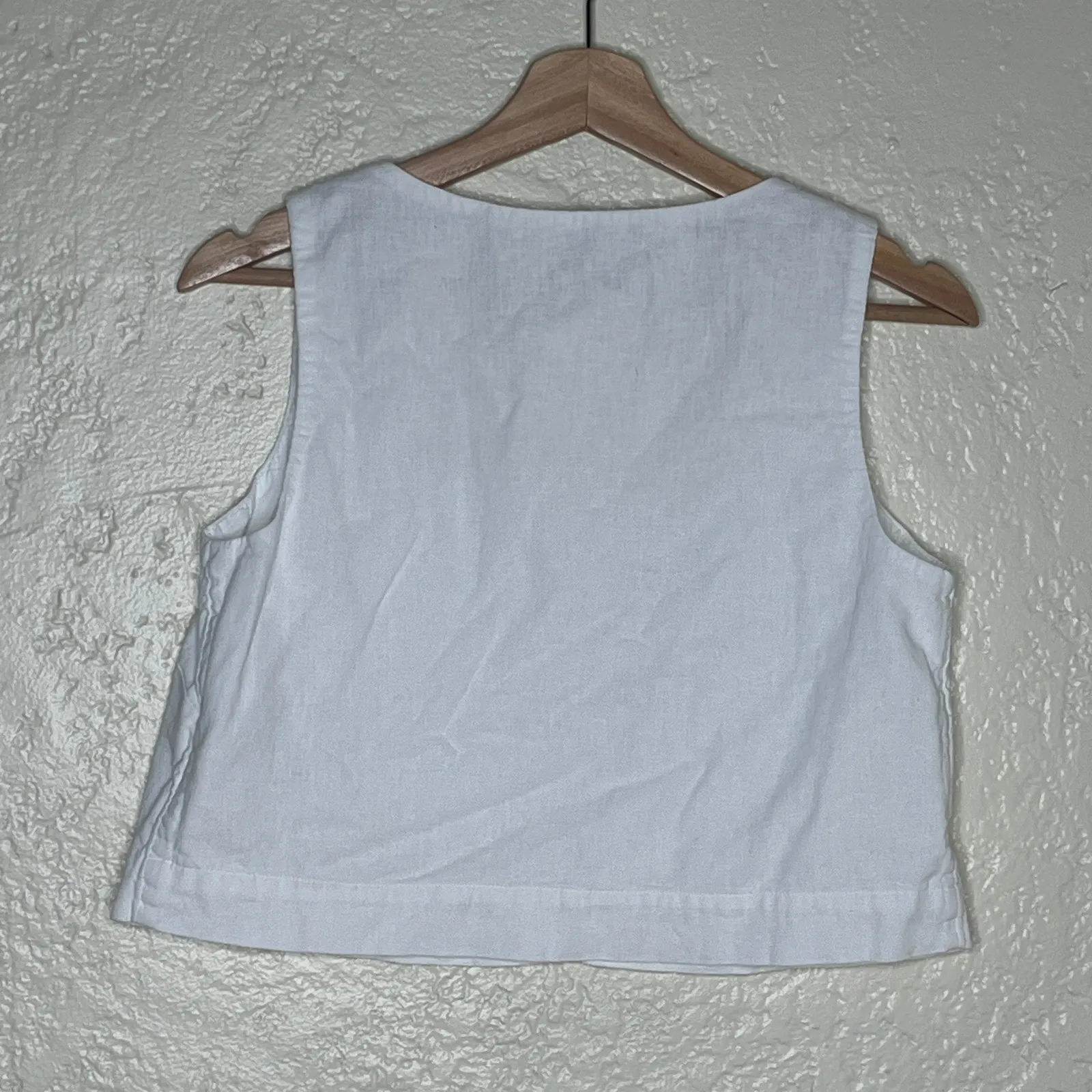 Abercrombie Linen Cotton Crop Top Square Neck Minimalist Summer Women White - Image 4