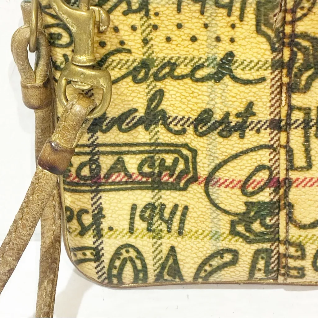 Coach Poppy Graffiti Plaid Scribble Cream Bag Wallet Wristlet - Image 2