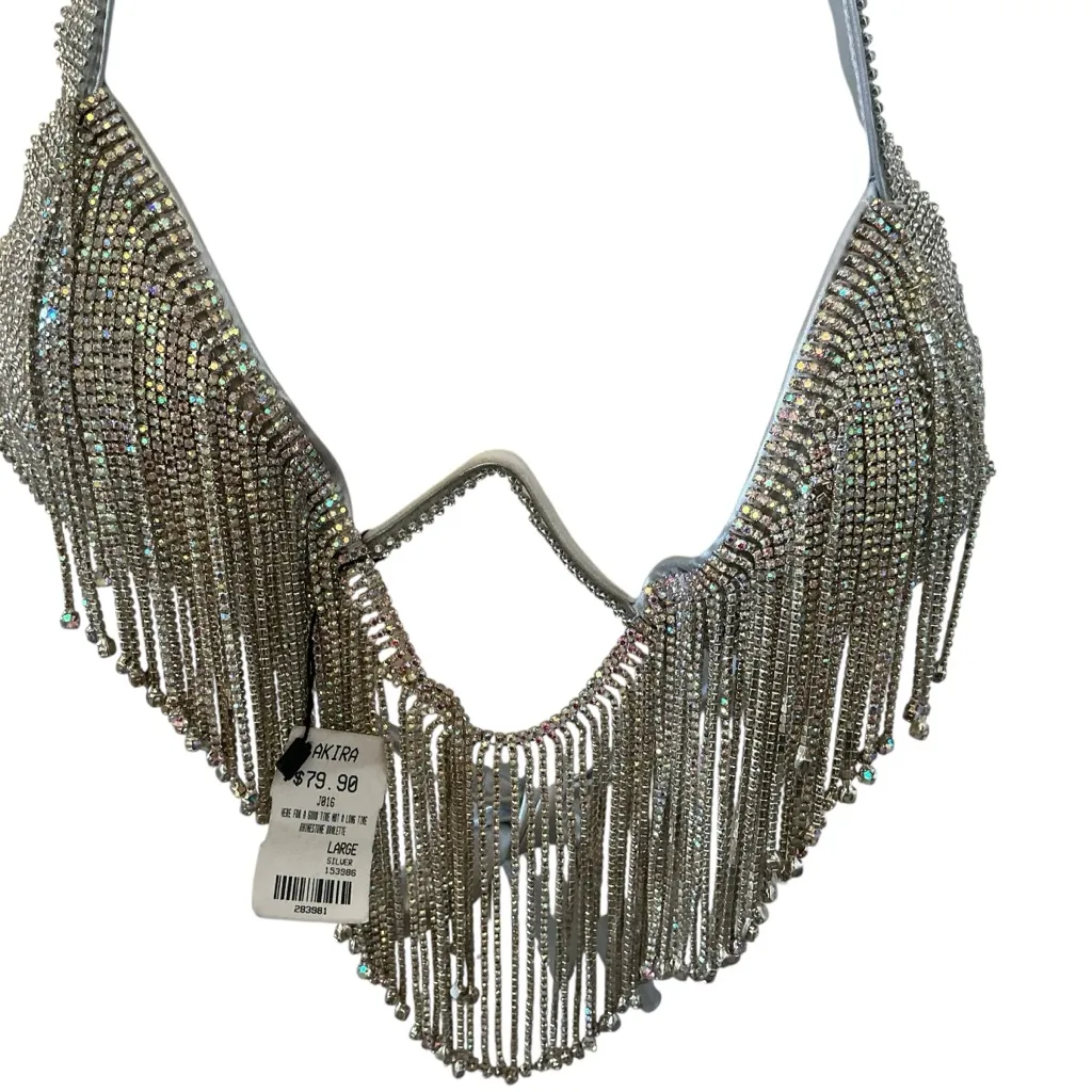 Carnivals Akirs bedazzle fringe bra top bralette metallic rhinestone size Large - Image 3
