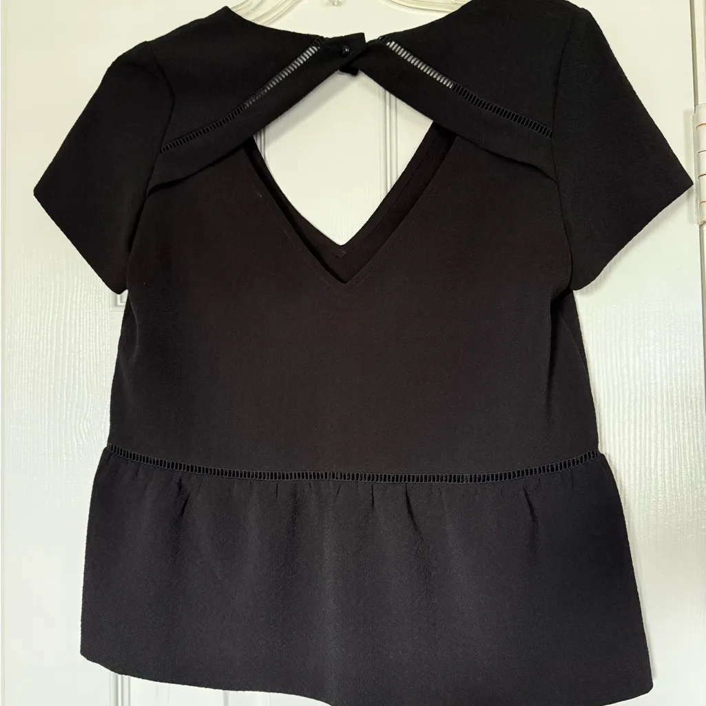 Sézane Amanda Black Blouse Short Sleeve Size 36 (US 4) - Image 4