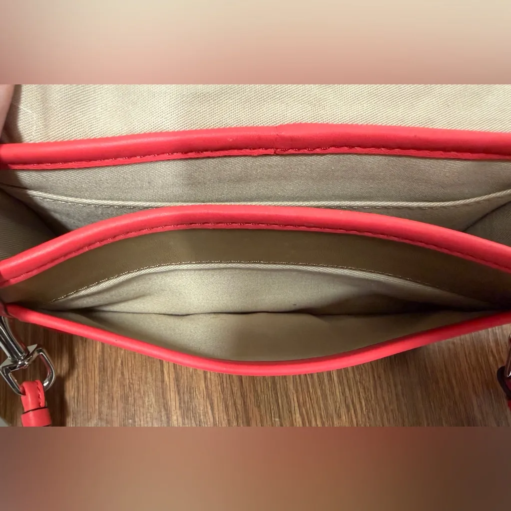 Coach Legacy Archival Penny Crossbody Foldover Leather Purse Sand/Watermelon Vtg - Image 8