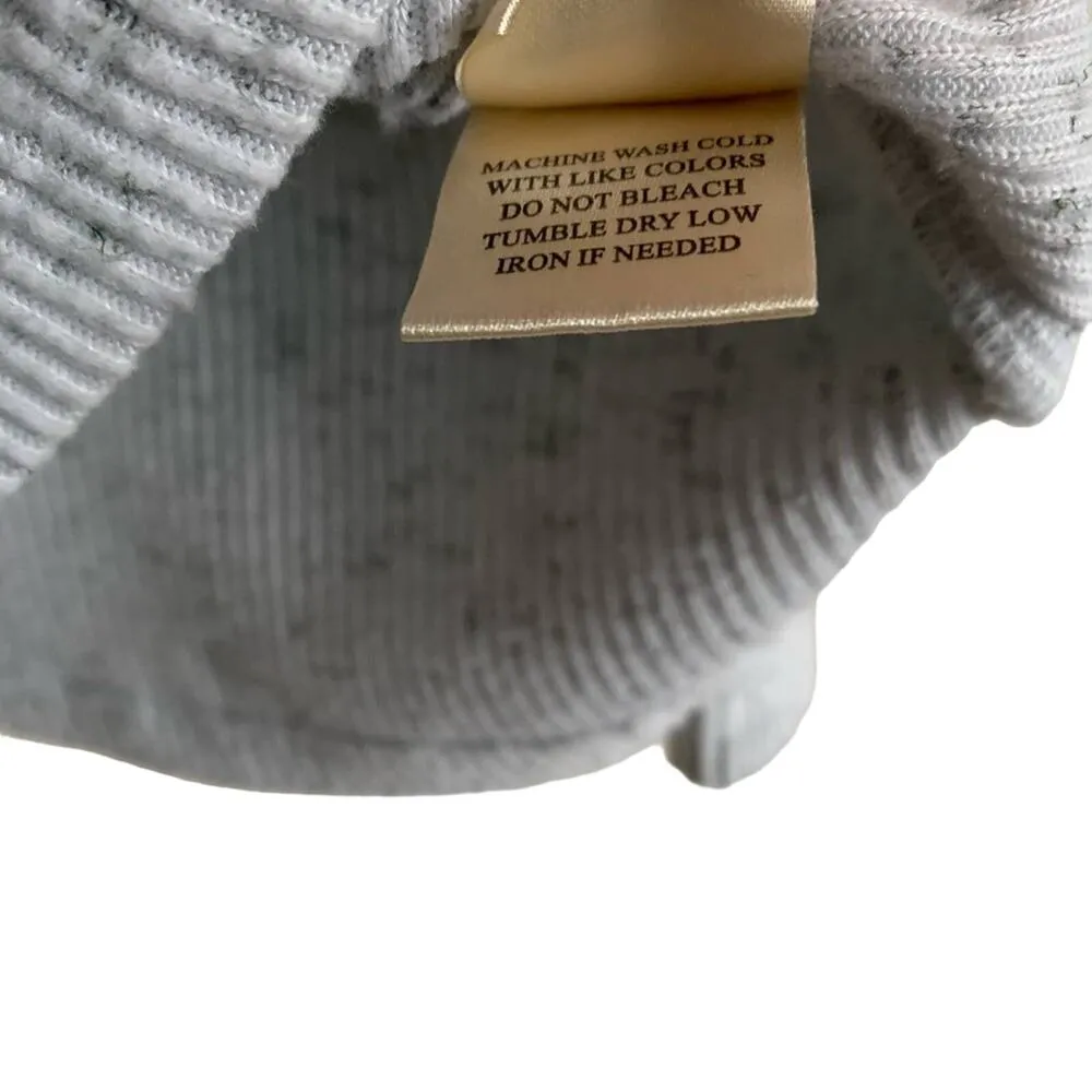 Dylan Cowl Neck Speckled Long Sleeve Ribbed Cozy Sweater in Grey Small - Image 9