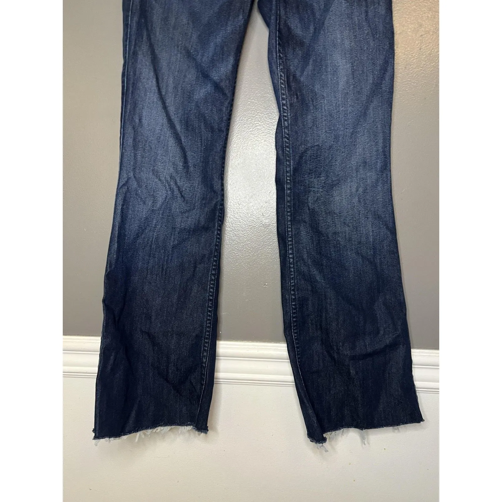 Habitual Jeans Womens 27 Dark Wash Bootcut Raw Hem Made In USA Stretch Denim - Image 3