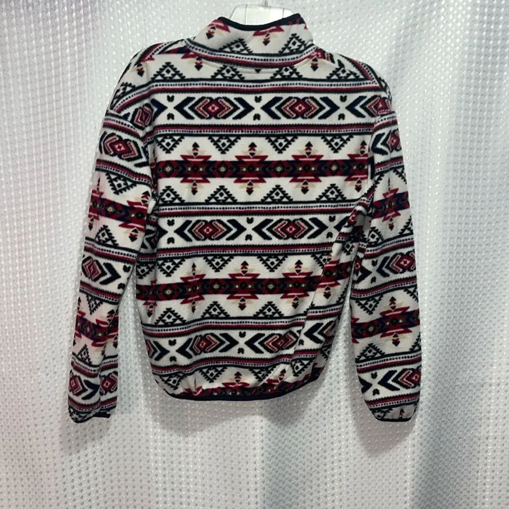 No Boundaries Size S 3-5 Fleece Pull Over Jacket Geometric Print - Image 3