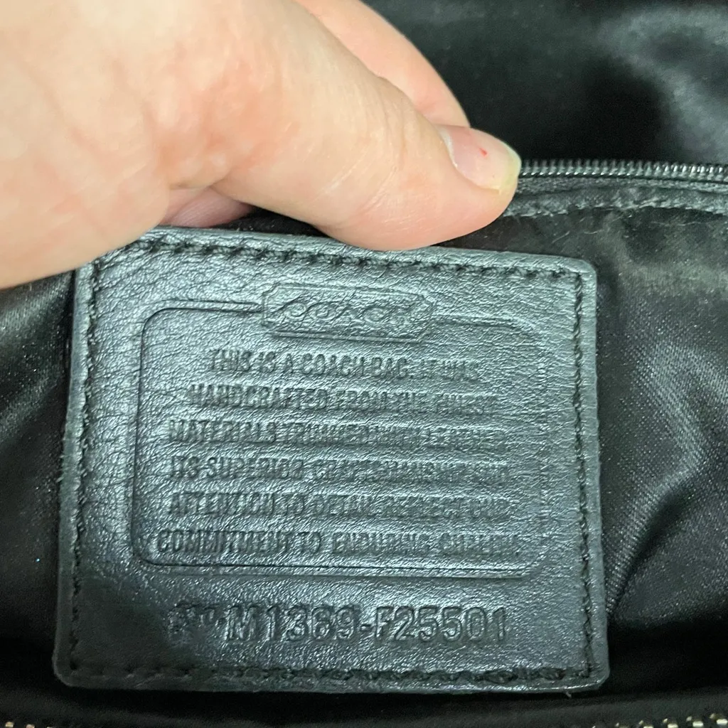 Coach Black Brown Medium size shoulder bag tote Leather Canvas - Image 4