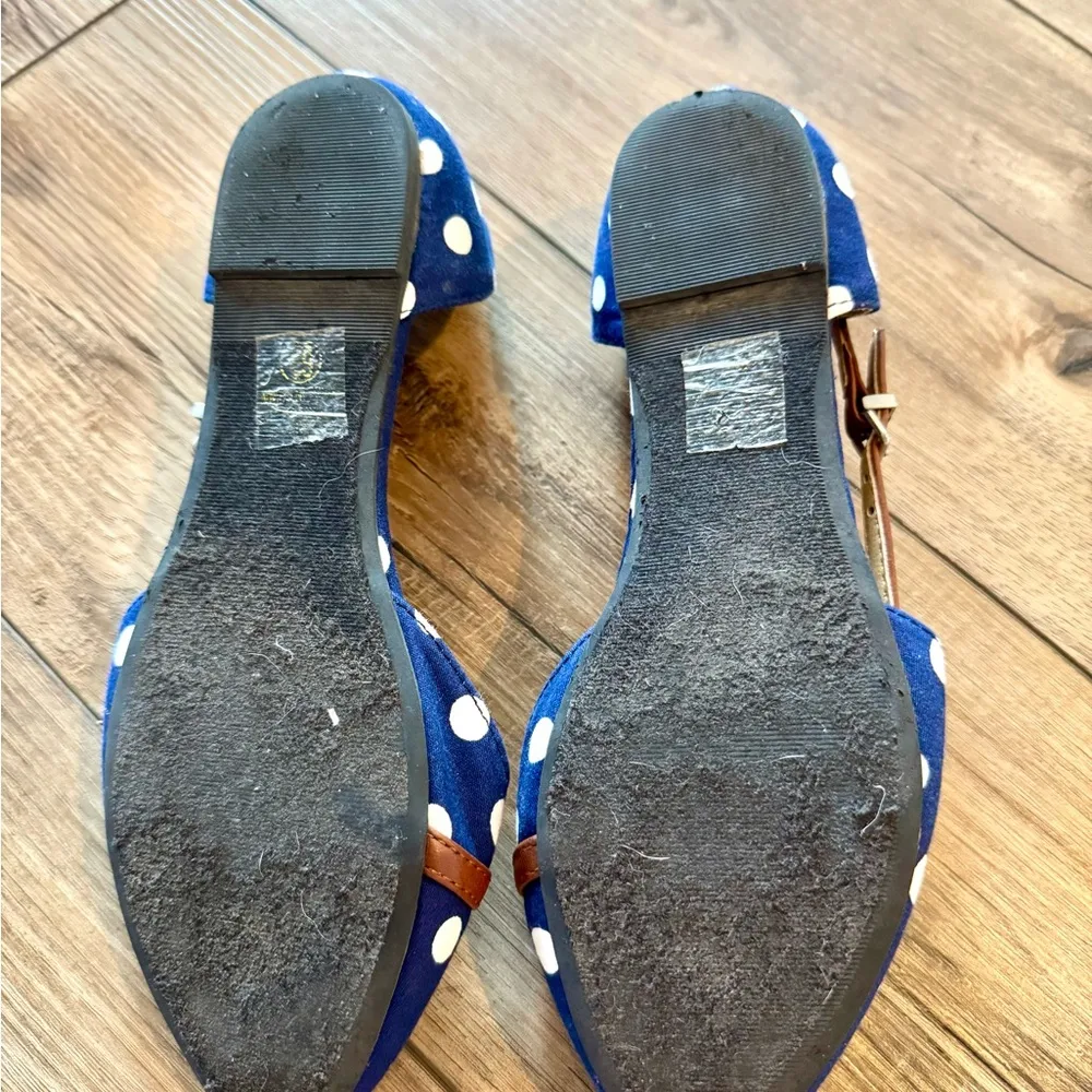 Navy Polka Dot Pointed Toe Flats | EUC | Leather Accent | Size 6.5 | ModCloth - Image 6