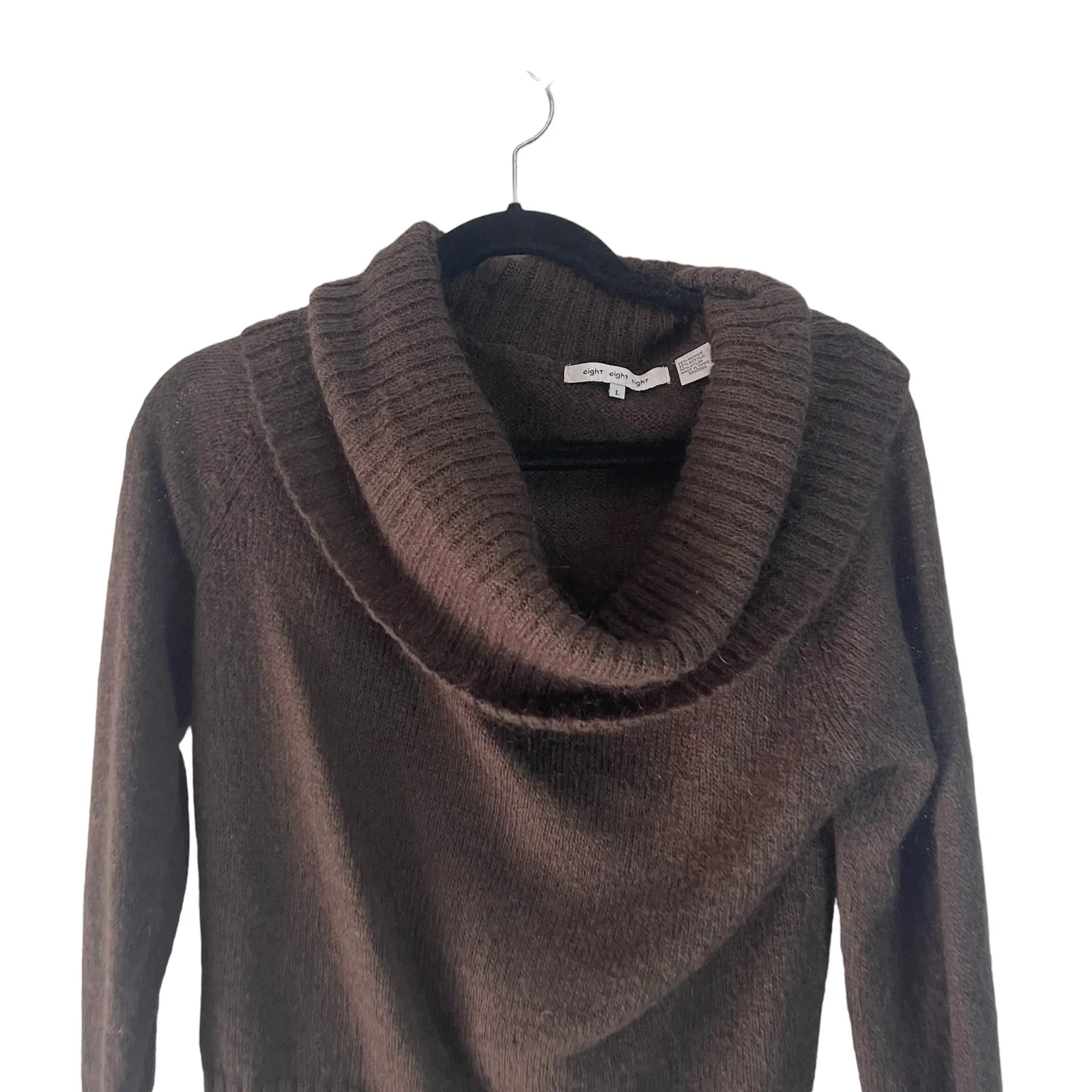 Eight Eight Eight Women's Size Large Dark Brown Mohair Blend Cowl Neck Sweater - Image 2