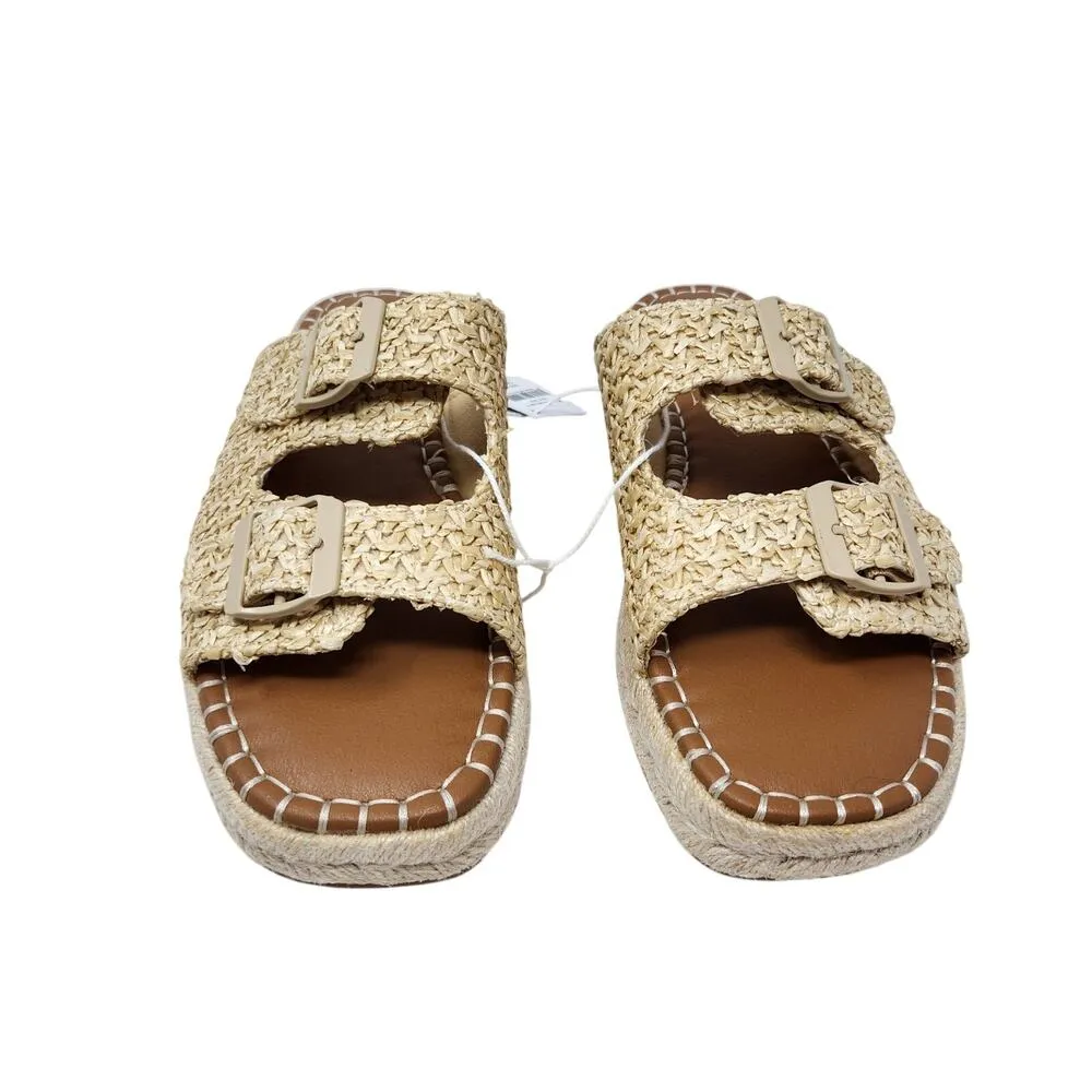 American Eagle Crochet Strap Open Toe Flat Boho Slide Sandal Slip On Brown Sz 8 - Image 4