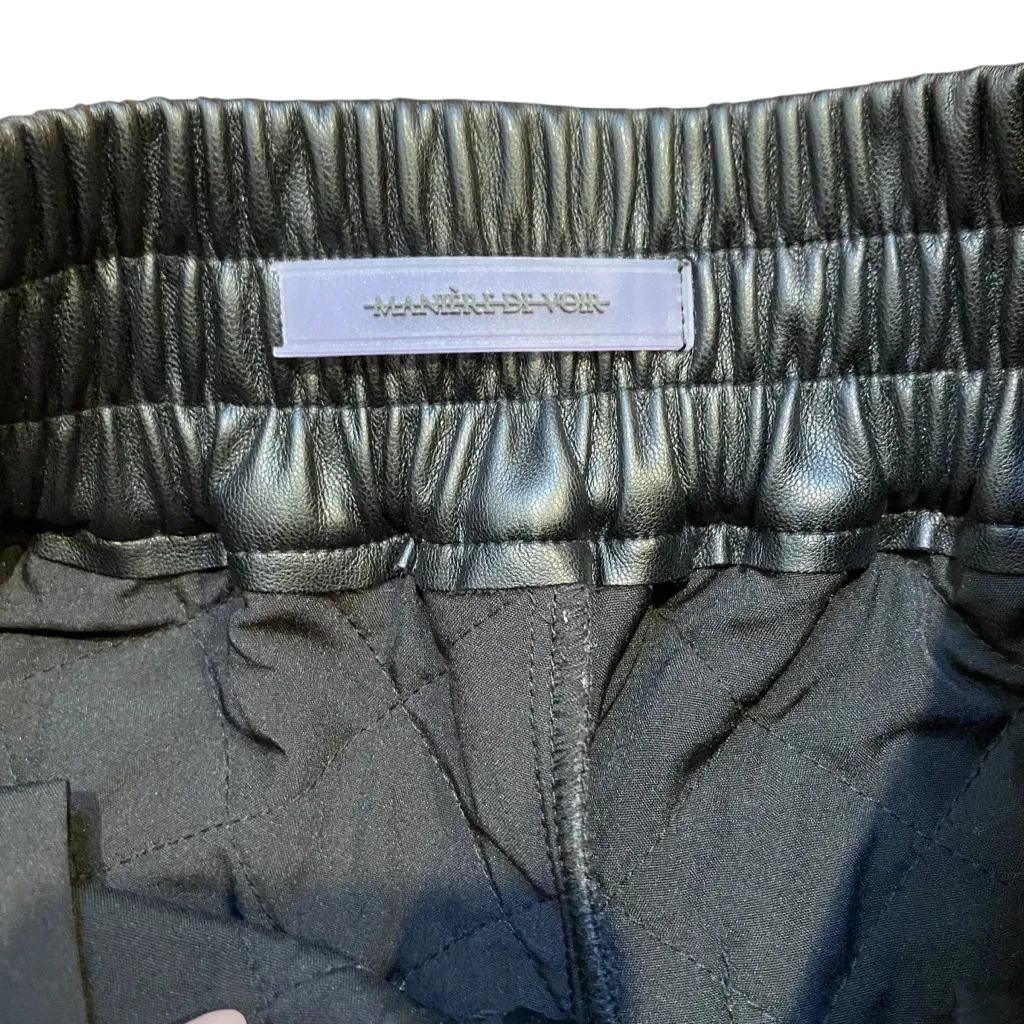 Manière De Voir Vegan Leather Quilted Jogger Pants In Black - Image 12