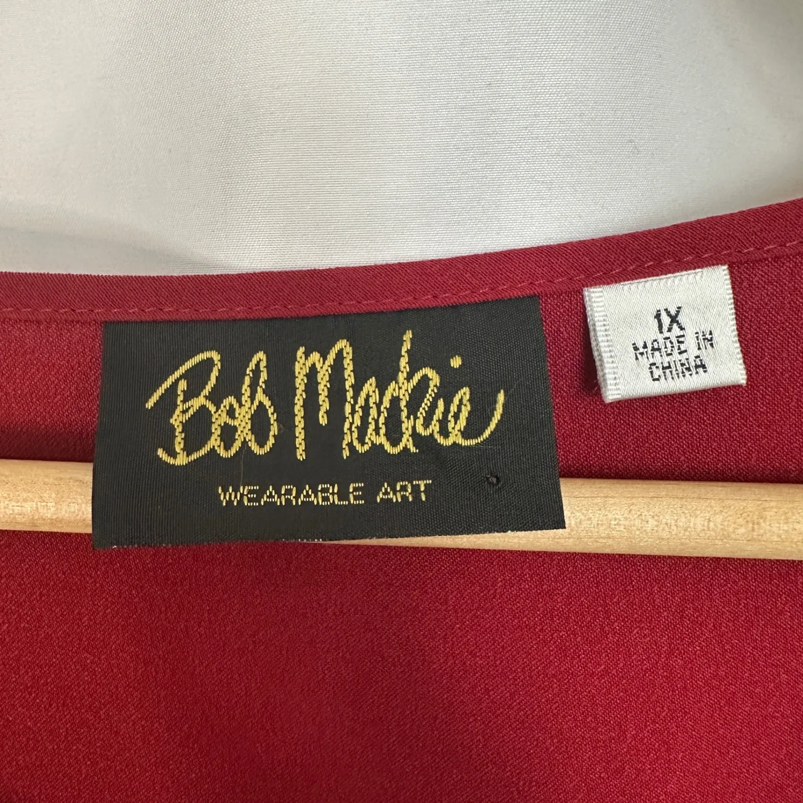 Bob Mackie Wearable Art Embroidered Floral Top Blouse‎ Red Womens 1X Plus Size - Image 7