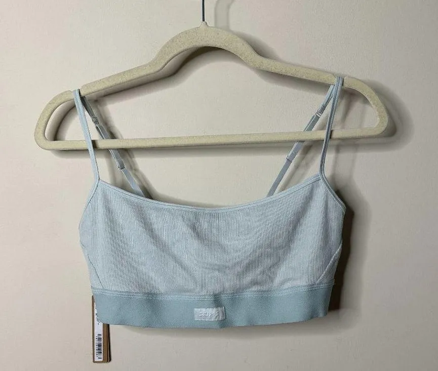 SKIMS Cotton Rib Scoop Bralette Frost Limited Edition Large NEW - Image 3