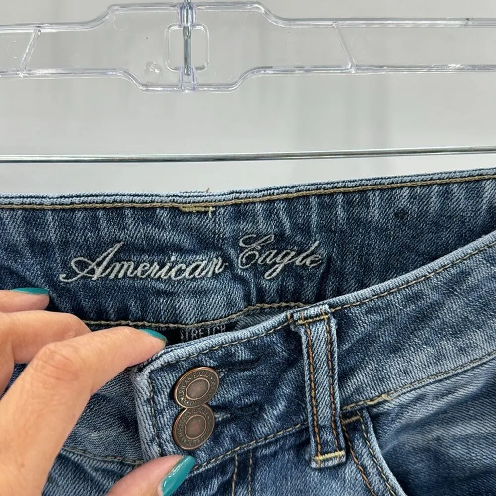 Vintage American Eagle low rise artist flare jean Y2K broken in size 4 bohemian - Image 10