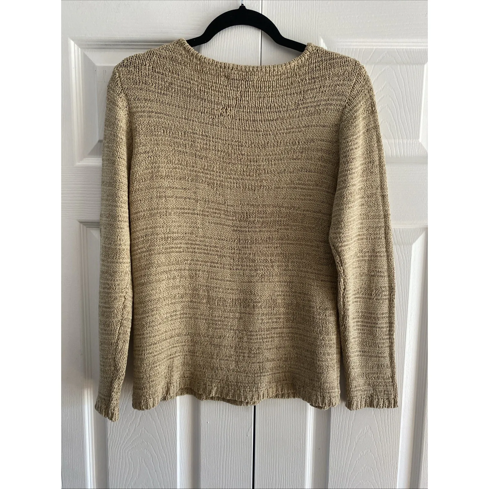 Chicos Design 2 Womens Large Tan Knit Silk Blend Sweater - Image 6