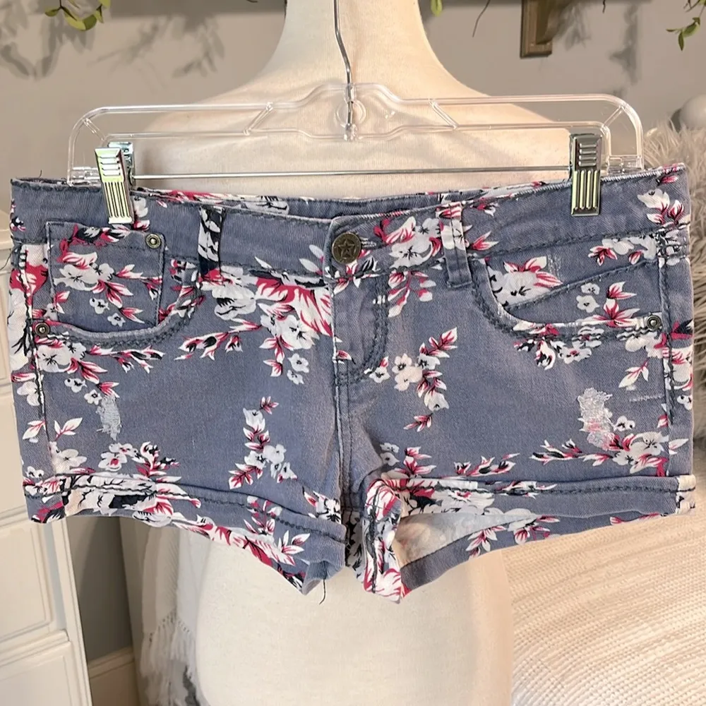 Denim Jean Shorts Vanilla Star Womens 9 Floral Stretchy - Image 4