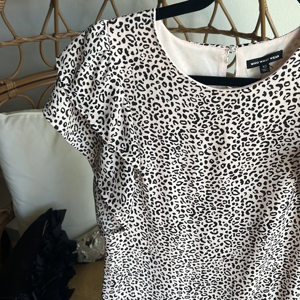 WHO WHAT WEAR pink leopard ruffle dress - Image 7