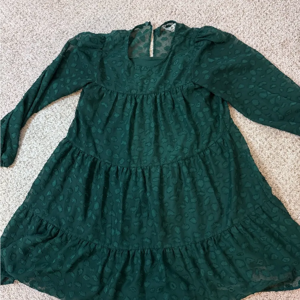 Green Whimsy Goth Sheer Layers Babydoll Fairy Dress XS Yoke Tiered Romantic Boho - Image 5