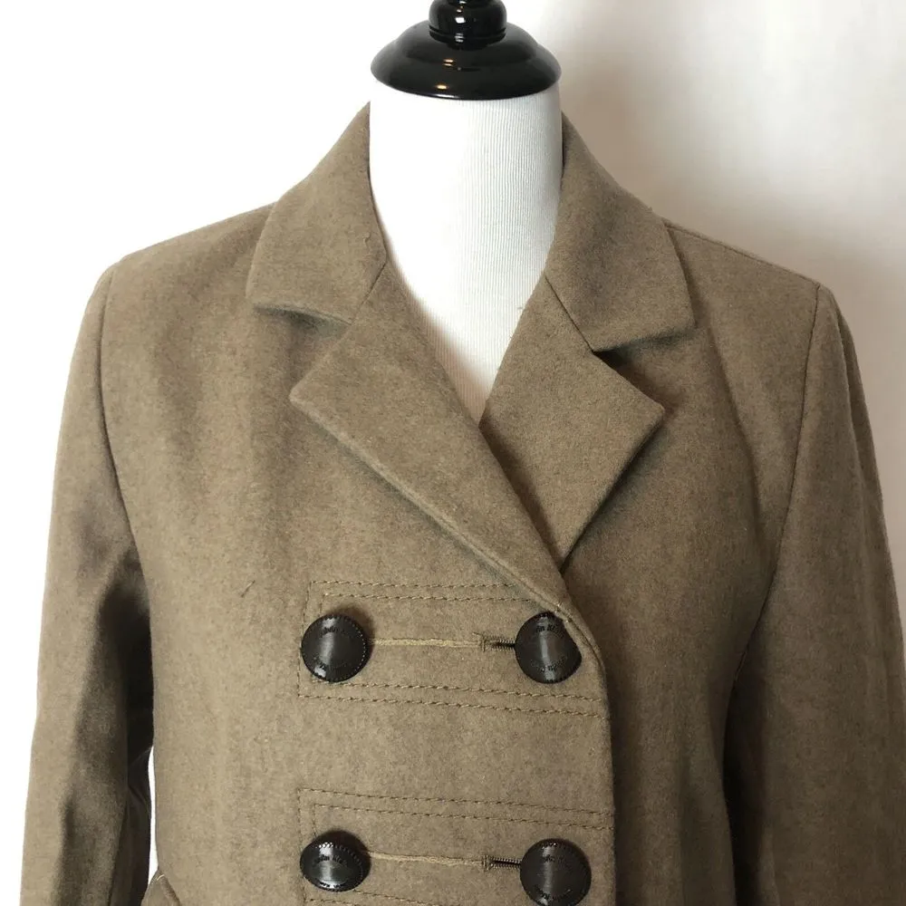 Calvin Klein Coat Women Size 6 Brown Wool Blend Double‎ Breasted Peacoat - Image 6