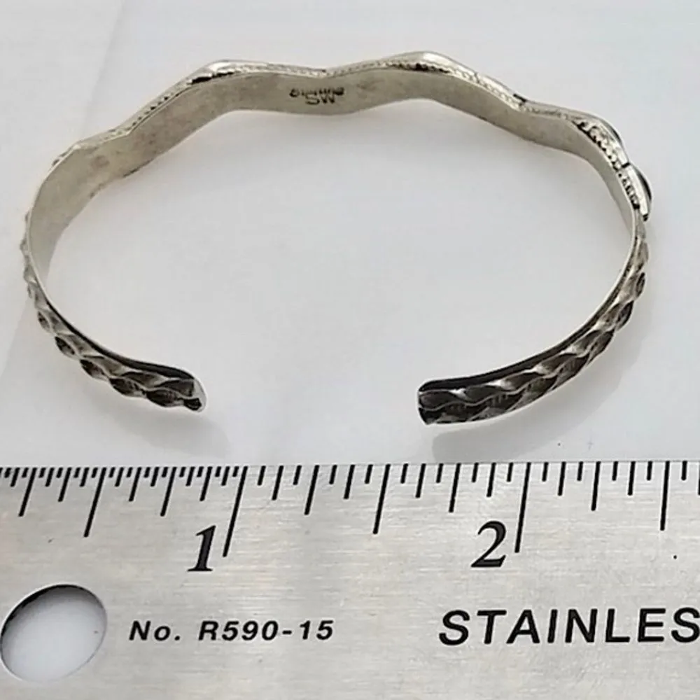 Southwest Sterling Malachite Zig Zag Cuff Bracelet - Image 5