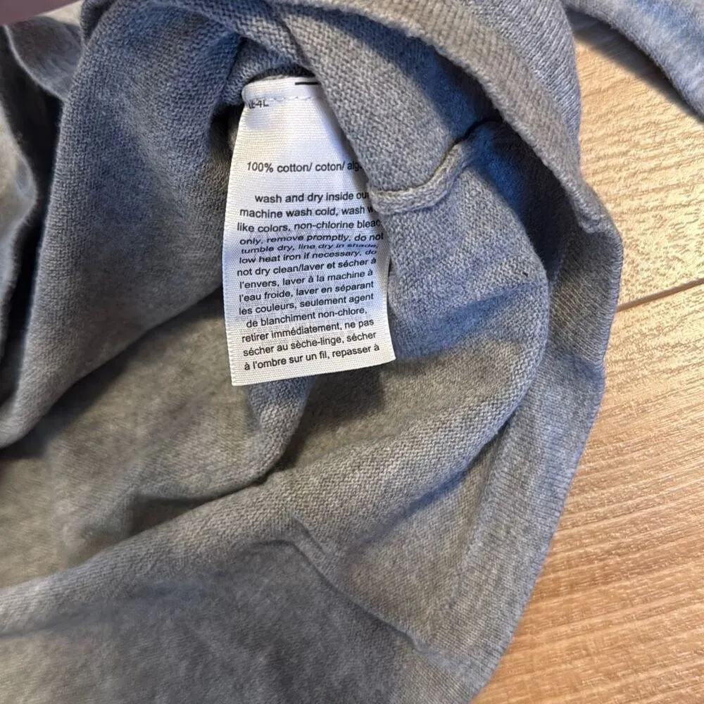 Tommy Hilfiger women’s 100% cotton v neck gray sweater size large women’s - Image 4