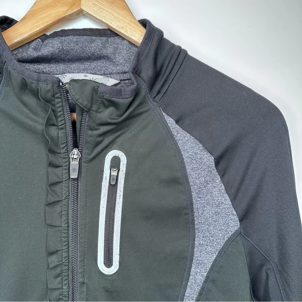 Athleta Black Prevail Ruffle Front Full Zip Running Jacket Size Large - Image 7