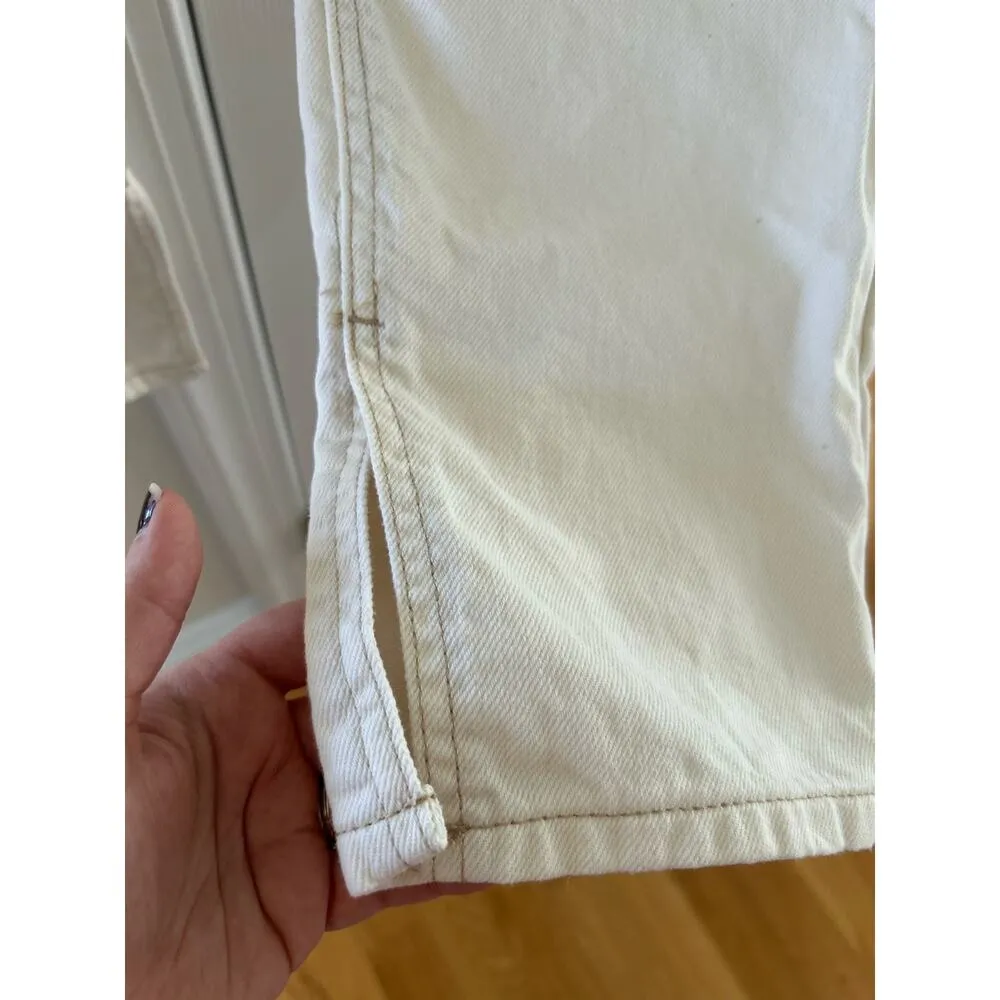 House of Harlow 1960 Cream White Straight Leg Split Hem Jeans Size 30 - Image 4