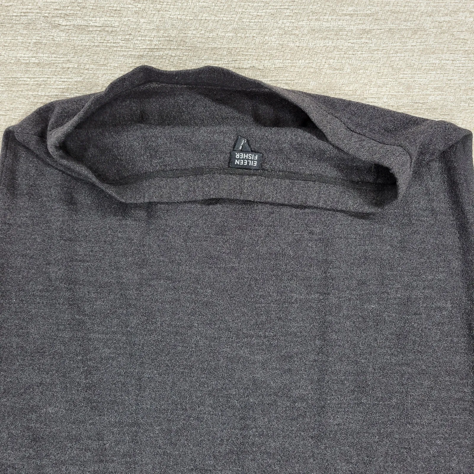 Eileen Fisher Wool Midi Skirt Medium Heather Gray Knit Elastic Waist USA - Image 15