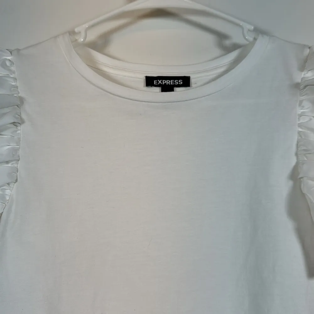 Express White Blouse Puffy Sleeves Size Small EUC #VEG-0716 - Image 4