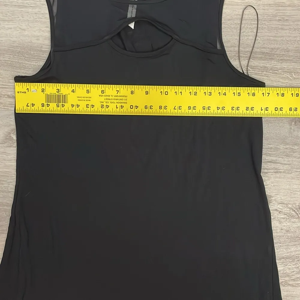 Black Sleeveless Midi Dress Mesh Detail & Keyhole Front Size M - Image 13