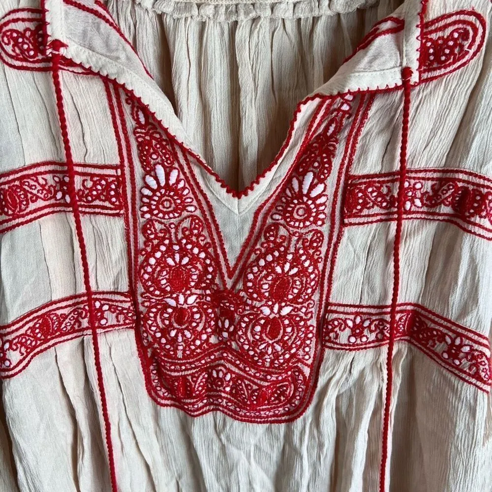 Free People Womens Boho Wind Willow Mini Dress Size XS‎ Embroidered Peasant - Image 5