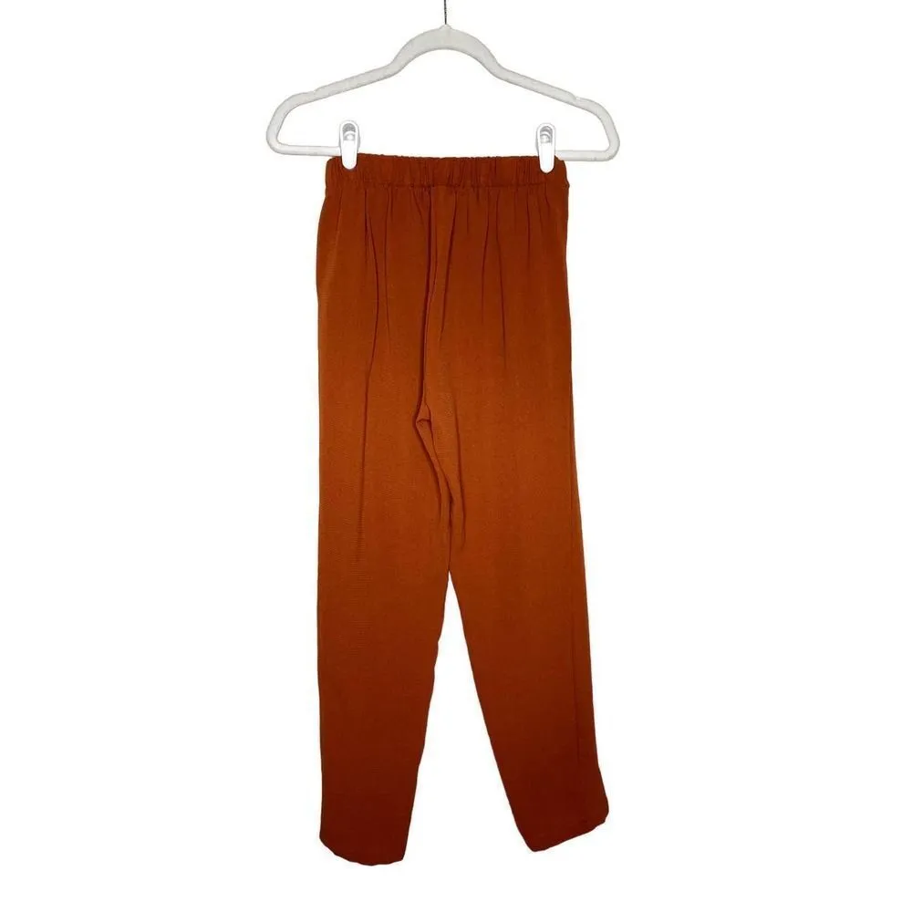 Rue21 Elastic Tie Waist Paperbag High Rise Pull-on Pants Pockets Orange Small - Image 8