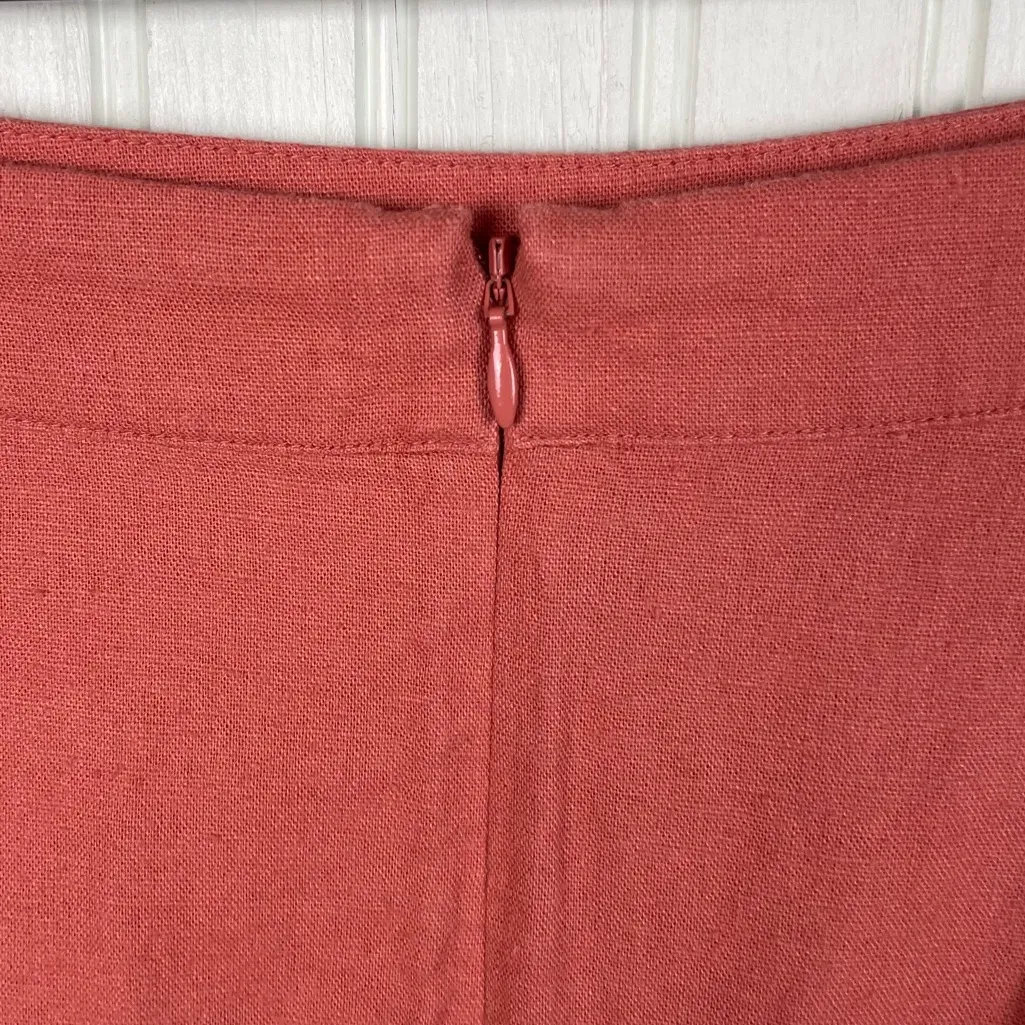 Madewell Button Slit Midi Skirt Size 16 Dahlia Coral Salmon Linen Blend L7890 - Image 10
