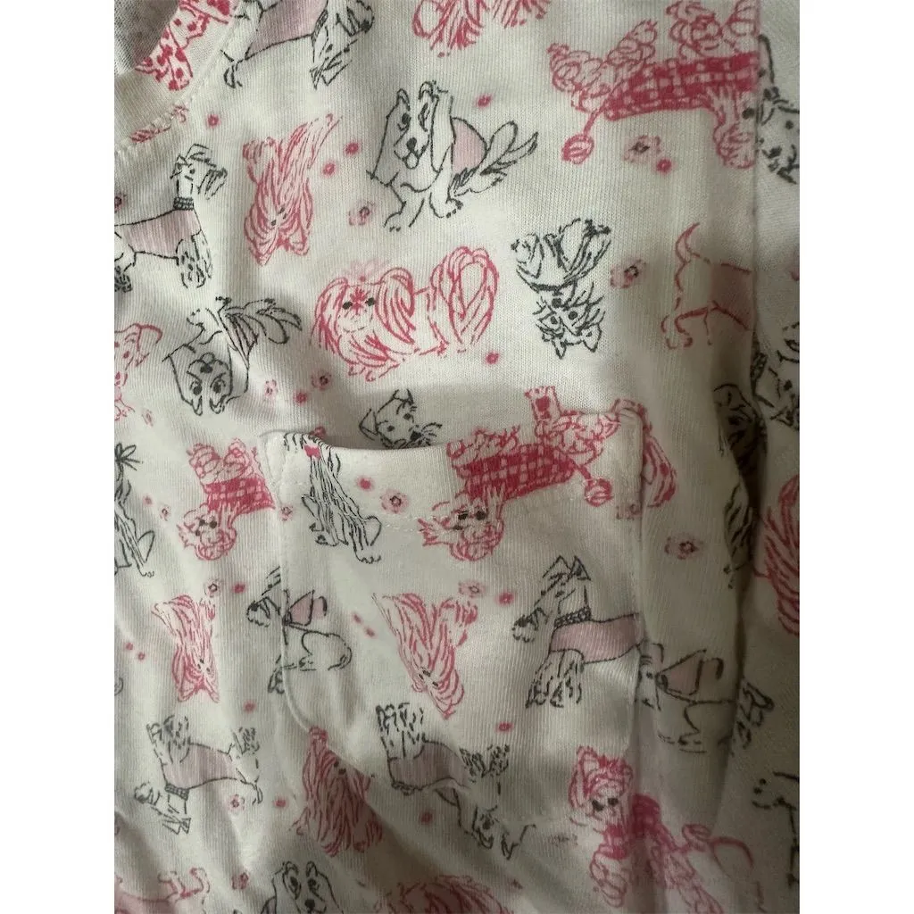 Carol Hochman Women's M Graphic Print Pajama Set White Collared Button - Image 6