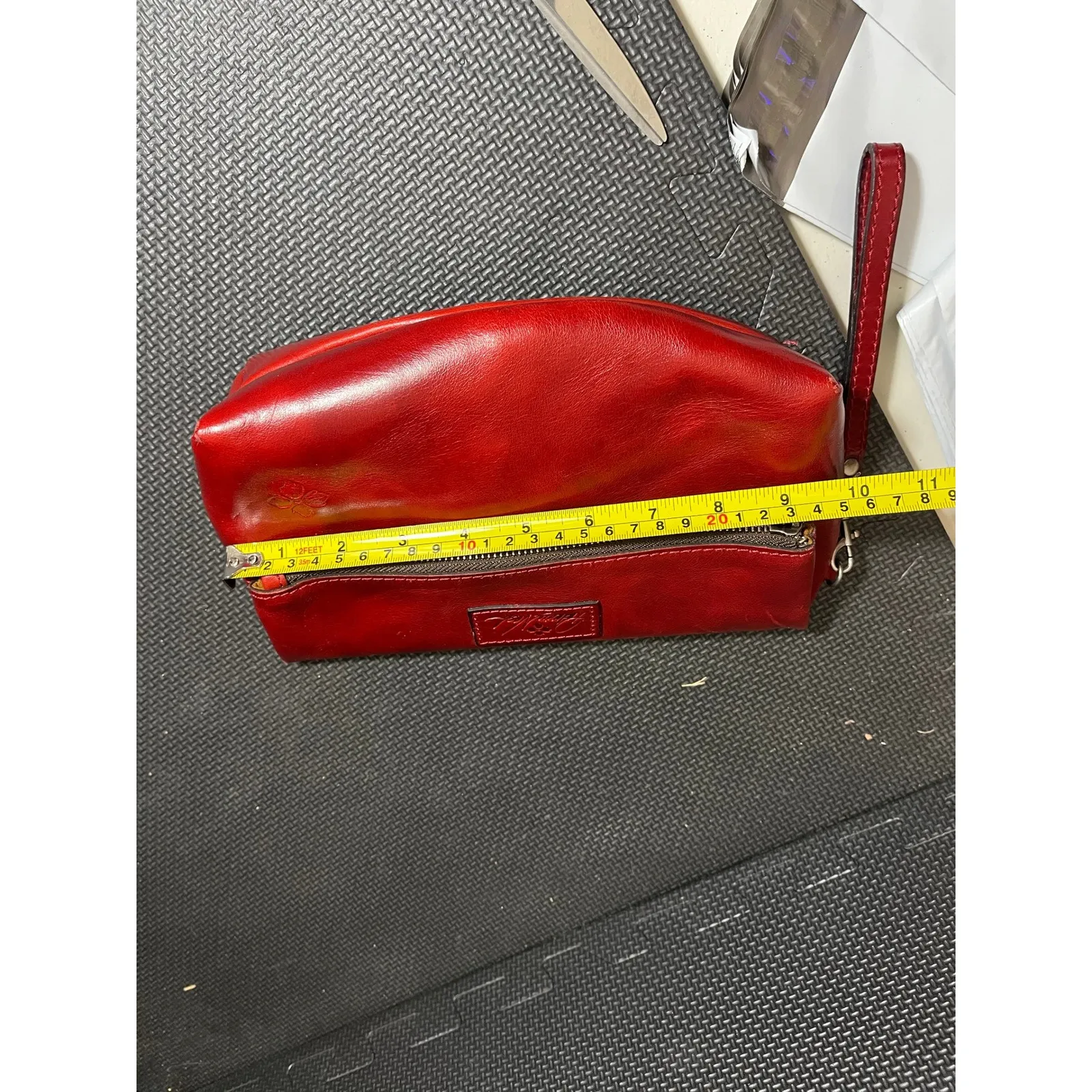 PATRICIA NASH: VALERIE GLAZED LEATHER FOLDING WRISTLET BERRY RED CLUTCH PURSE - Image 9