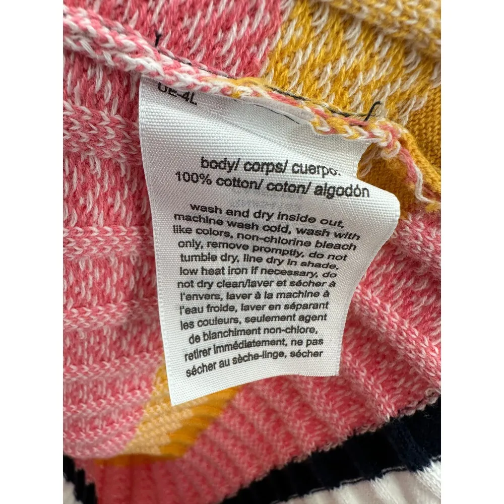 Tommy Jeans Sweater Women XL Black White Pink Yellow Striped Sleeveless Tank Top - Image 6