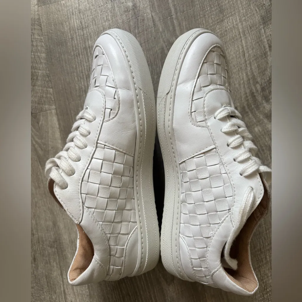 Boden Classic White Woven Sneakers size 7.5 EU 38 - Image 7