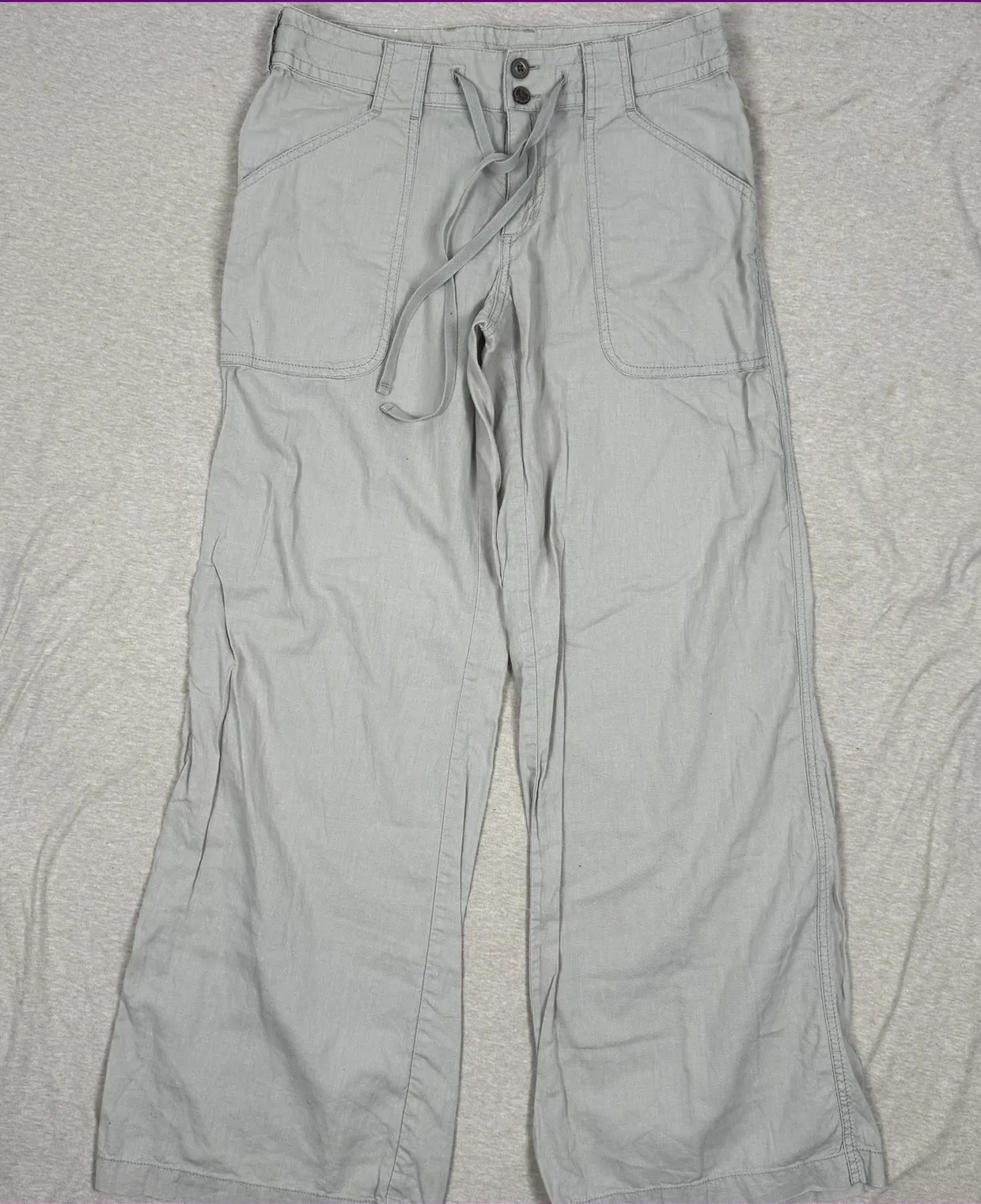 Patagonia Women's Hemp Cotton Wide Leg Casual Pants Size 2 Light Grey Drawstring - Image 1