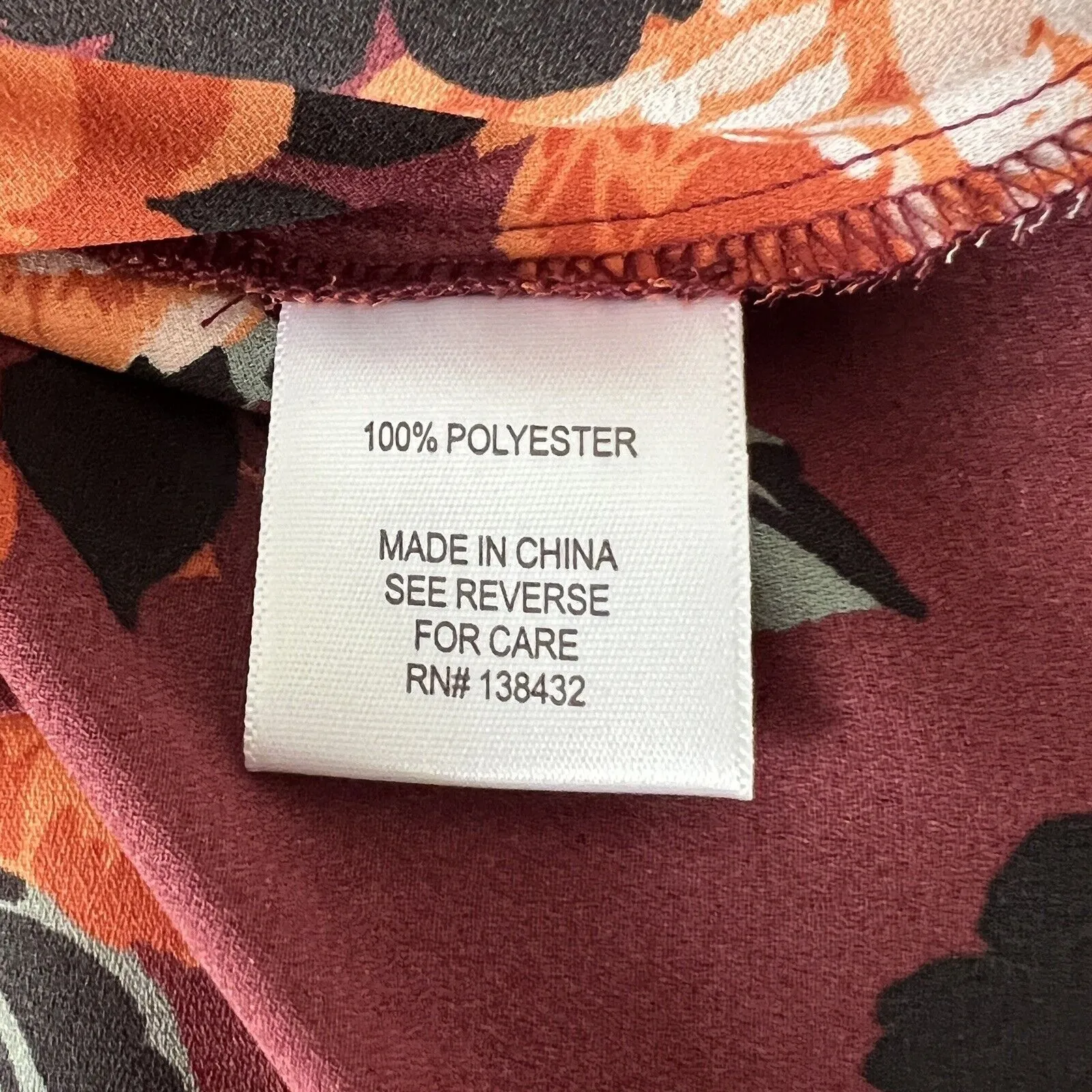 ModCloth Popover Blouse Red Orange‎ Floral Long Sleeve Half Button - Image 6