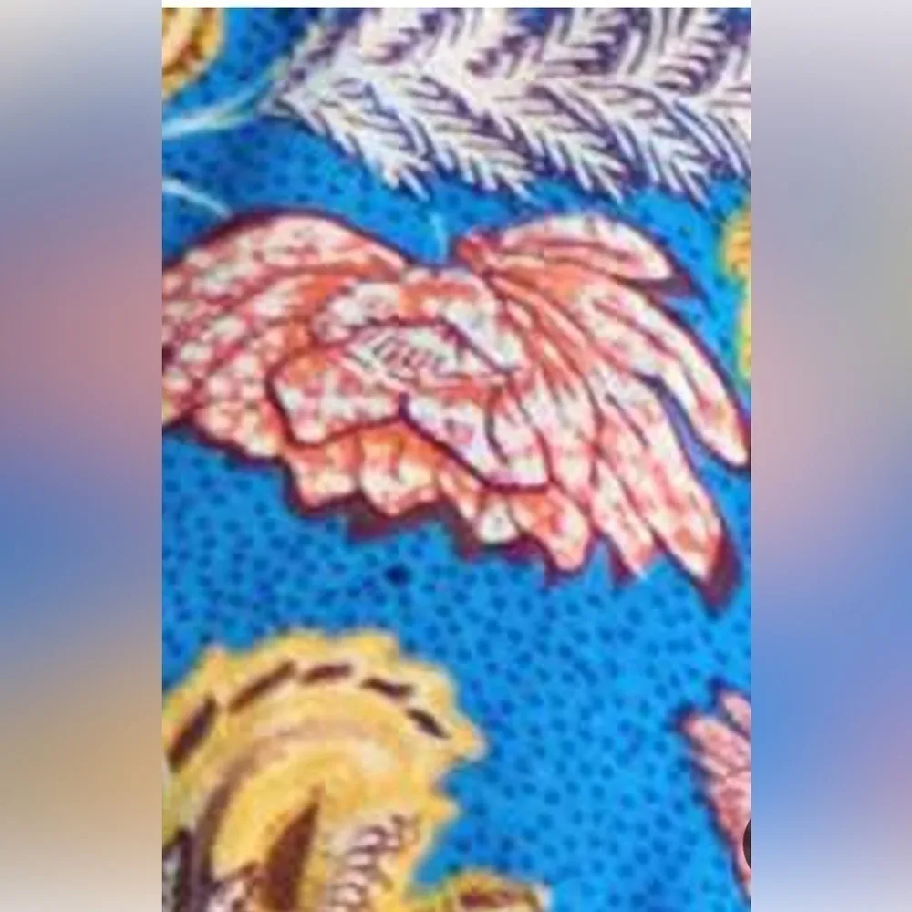 Black Tape soft leaves floral smocked midi dress with tiered ruffle. Size S.NWT. Blue - Image 4