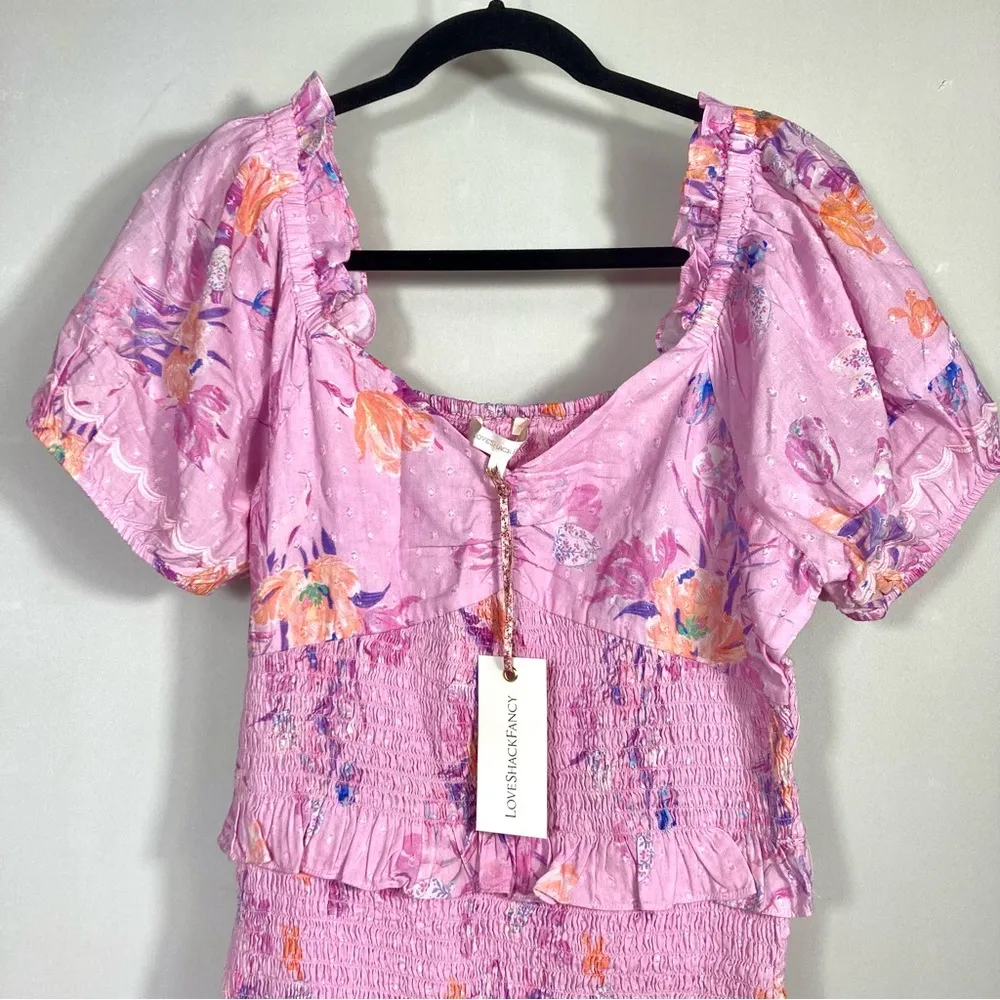 LoveShackFancy Jarrah Dress Royal Pink Berry Large NWT - Image 10