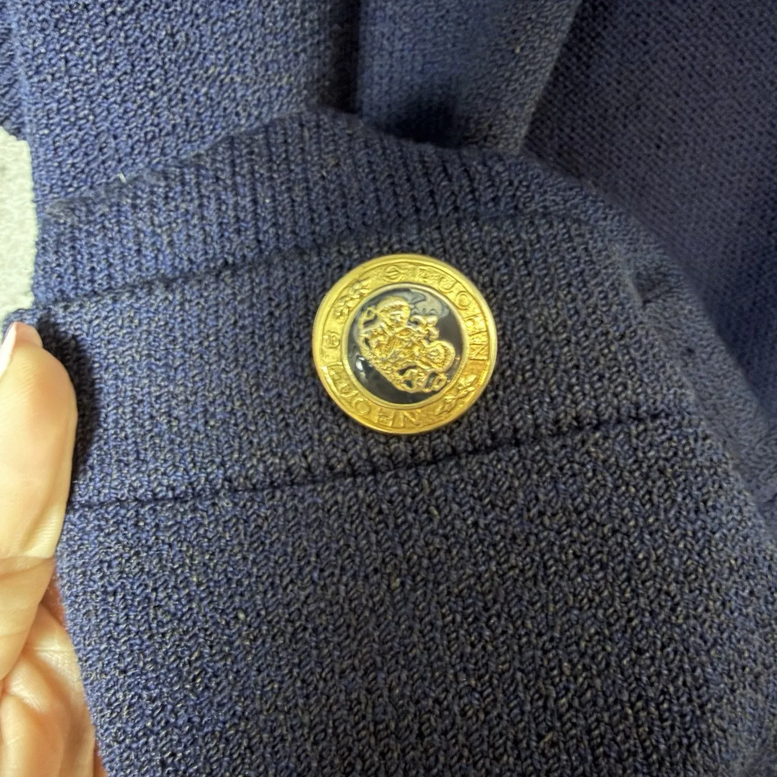 St. John Sweater Open Front Short Sleeve Navy Cardigan Pockets size S - Image 5