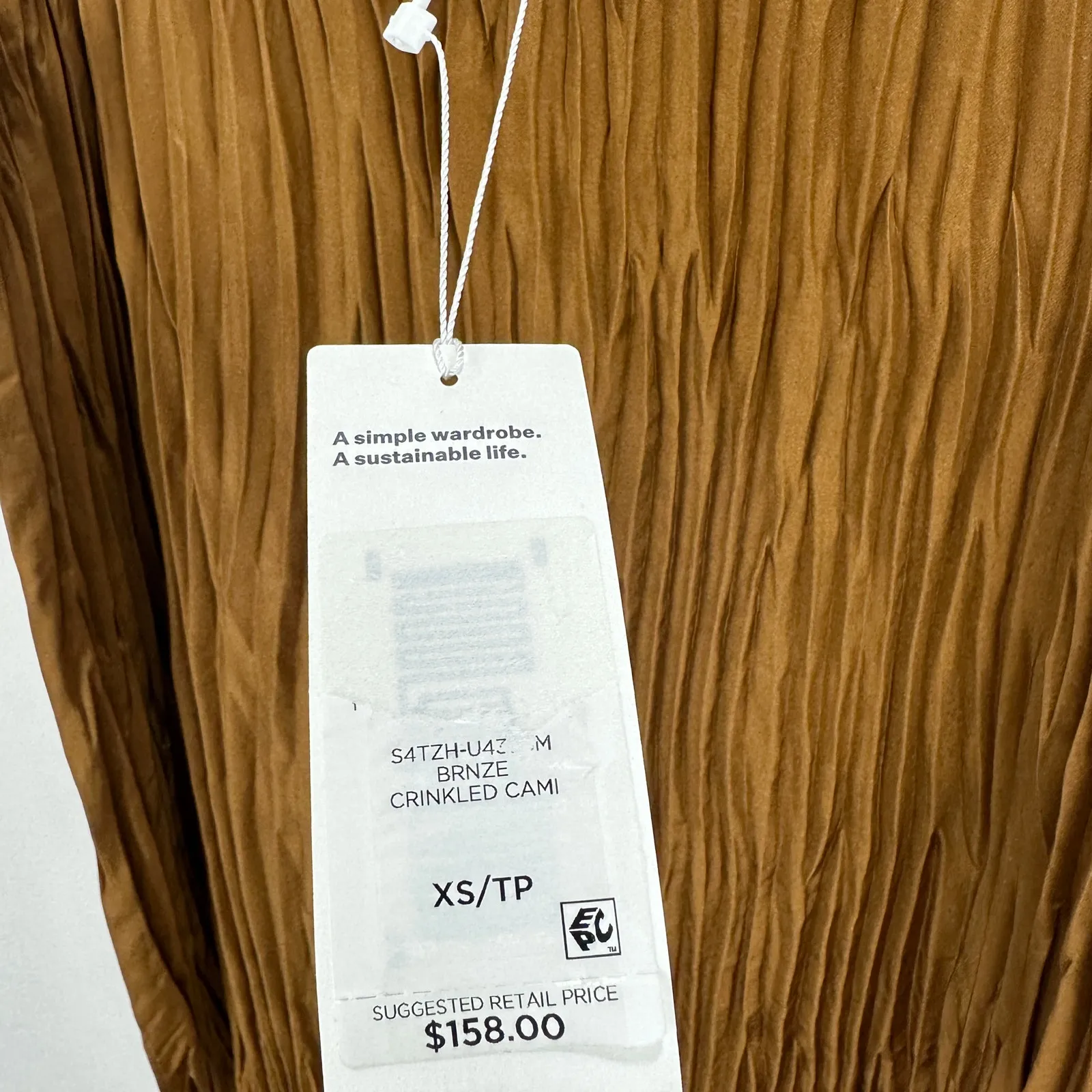 Eileen Fisher Crushed Crinkle Silk Cami Top Bronze Minimalist Relaxed XS NWT - Image 6