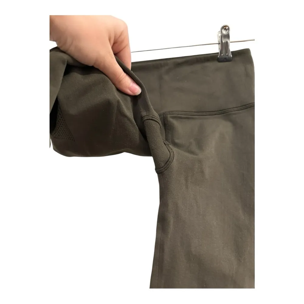 Lululemon Cropped WunderUnder Leggings Green Mesh Size XS - Image 2