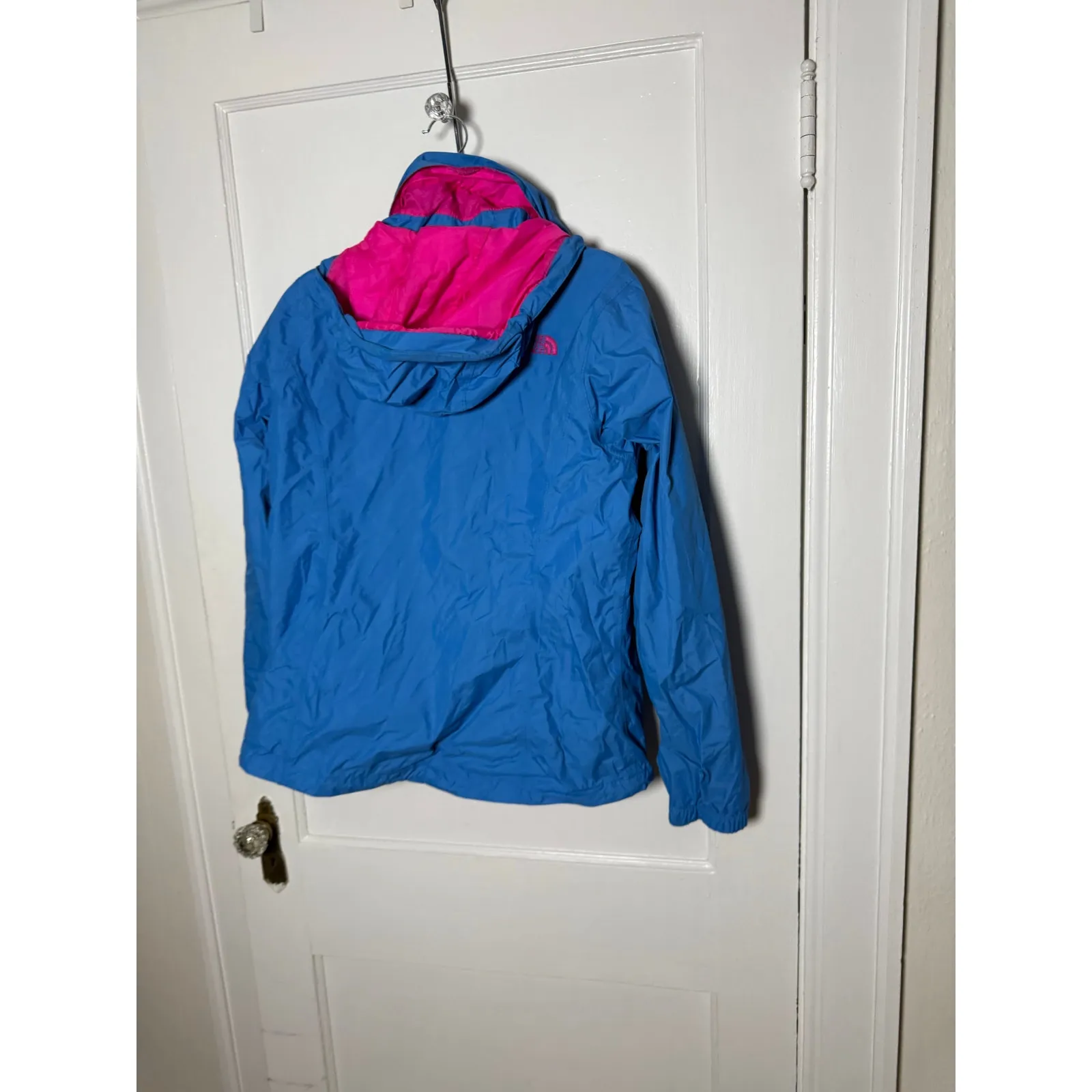 The North Face Blue Pink Hyvent Lightweight Hooded Rain Jacket Women's Large - Image 10