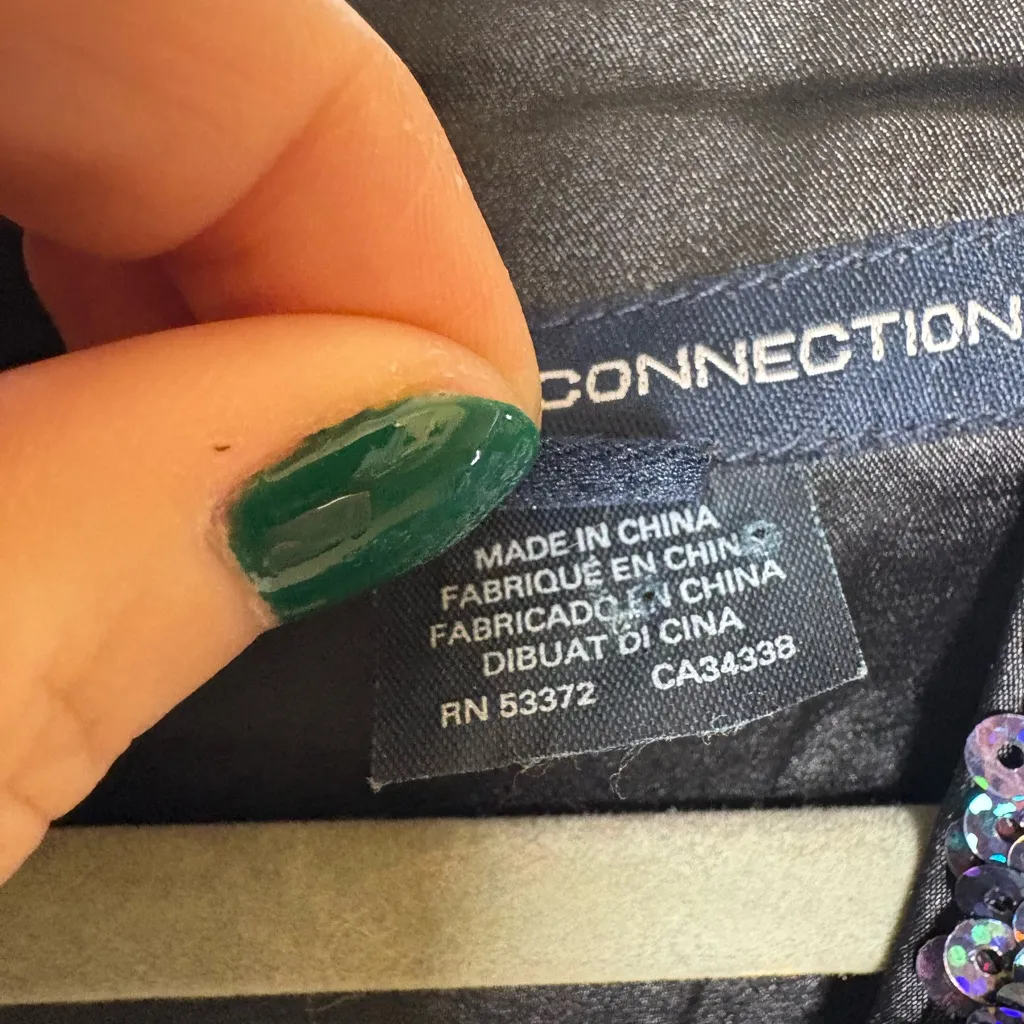 French Connection Purple Black Sequin Wrap Dress NYE Holiday Party 6 - Image 5